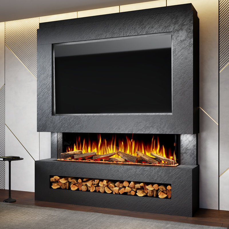 Evolution Fires 182 cm W Electric TV Stand with 5000 BTU, Black