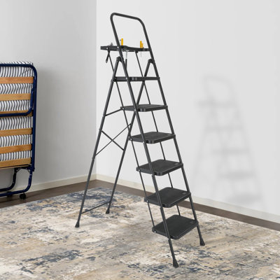 6-Step Steel Step Stool With Tool Tray, 500 Lbs. Load Capacity Type Ia Duty Rating