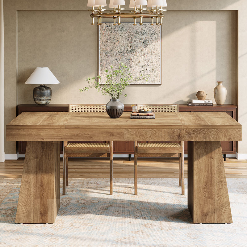 55-Inch Dining Table for 4-6, Rectangular Wood Kitchen Table for Dining Room, Small Spaces, Natural