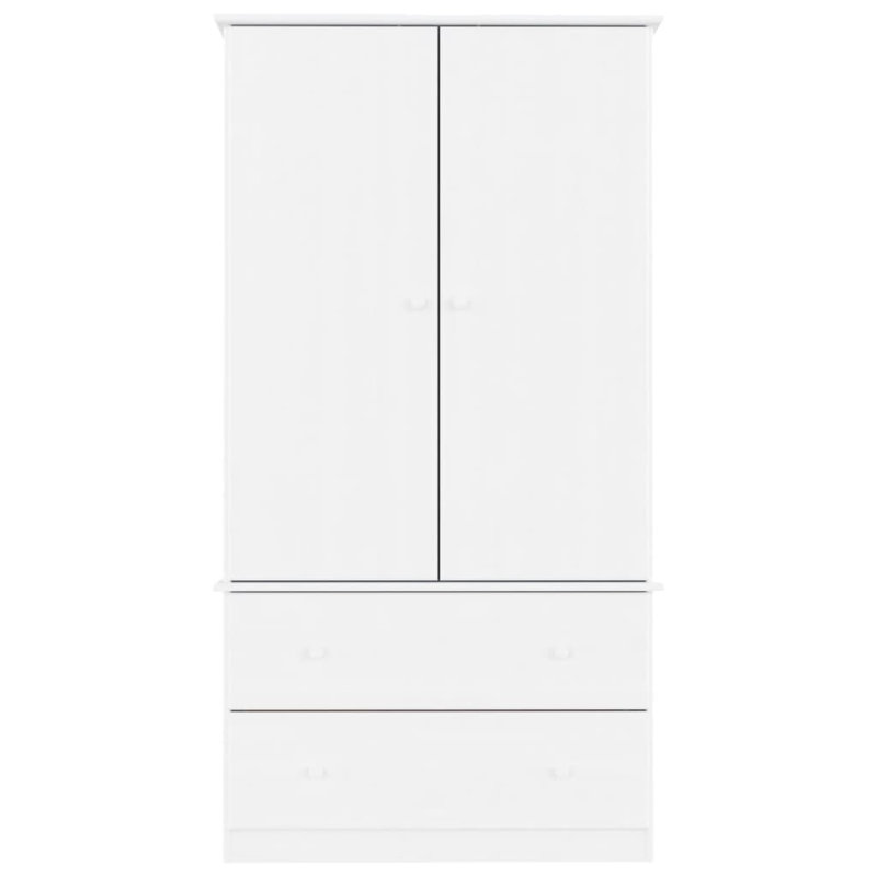 Aabas 2 Door Solid Wood Wardrobe, White