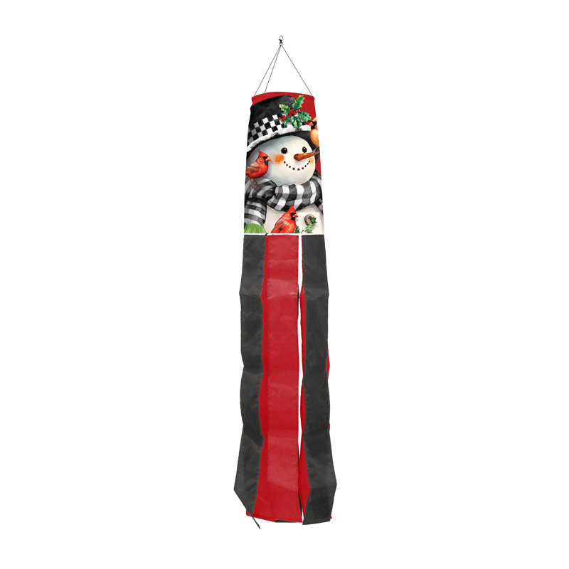 Moulin à neige bonhomme de neige avec cardinaux, Noël rouge/noir/blanc