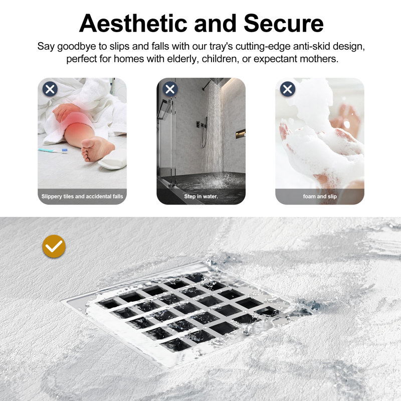Caleigha W D Shower Tray, 4cm H x 150cm W x 90cm D