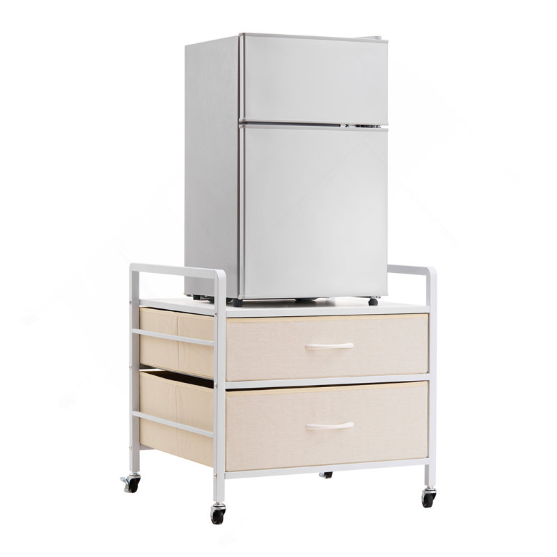 Mini support de réfrigérateur avec rangement 176 lb mini table de réfrigérateur 2 tiroirs