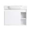 Meuble-lavabo mural de 28 po, armoire flottante blanc brillant avec lavabo en céramique blanche et portes à fermeture en douceur-547994772