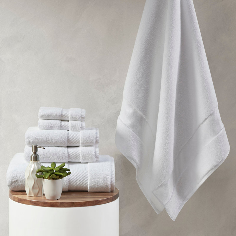 1000Gsm 100% Cotton 6 Piece Towel Set, White