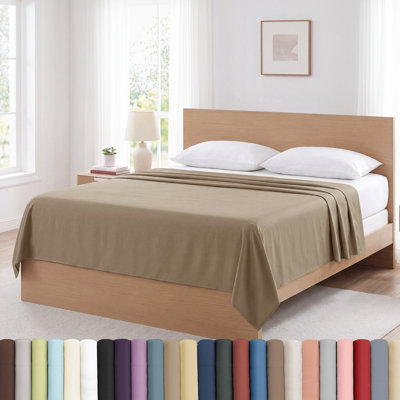 Southshore Fine Linens Vilano Springs Flat Sheet Set in Taupe, 110 GSM Double-Brushed Microfiber, Lightweight and Machine Washable, 2 pcs King Flat Sheets, Split King / King / California King