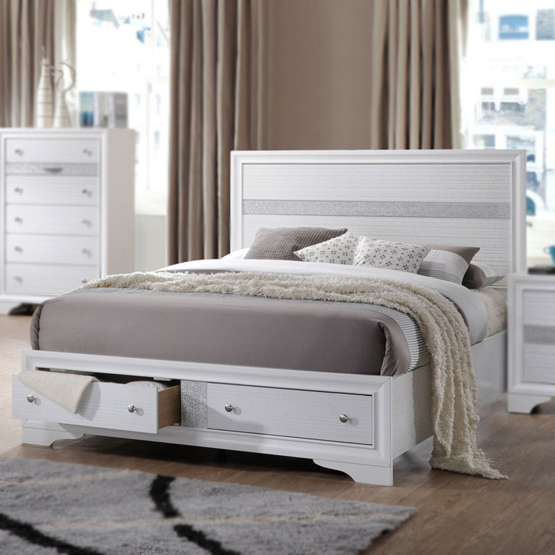 Lit standard avec rangement Minya, Grand, Gris