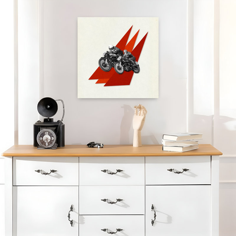 Art contemporain contemporain rétro géométrique, H 18 po x l 18 po