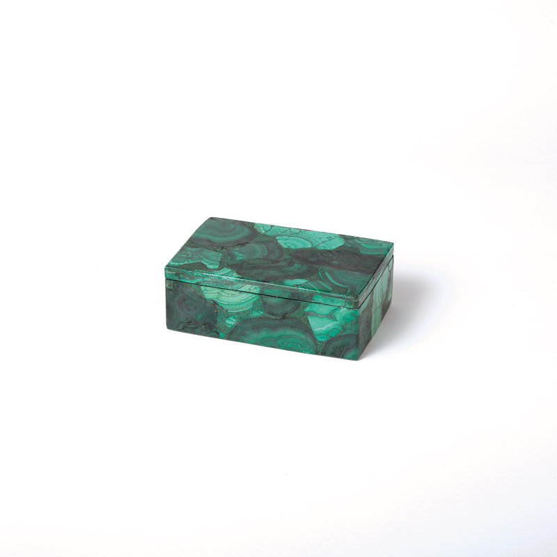 Malachite Stone Box-Sm, 2.5" H x 7" W x 4.5" D
