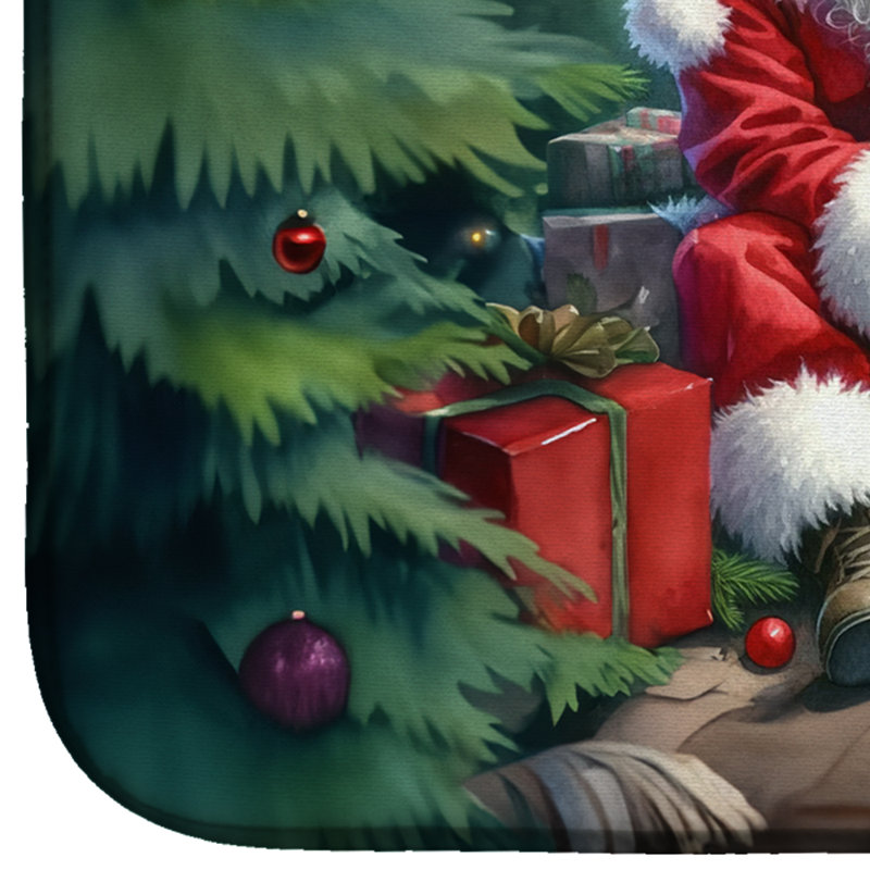 Tapis de vaisselle Keeshond and Santa Claus