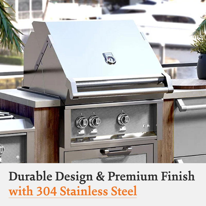 30" Buitl-In Grill, 2 Trellis Burners, Rotisserie, Natural Gas