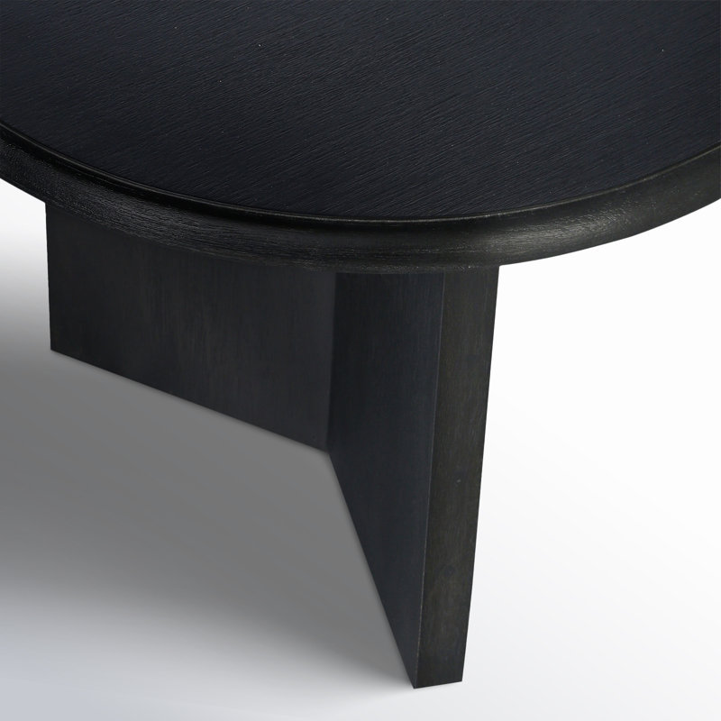 Matte Black Solid Mango Wood Minimalist Coffee Table