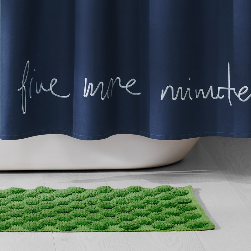 kate spade new york Dotted Woven Bath Rug, 21 in x 34 in, 100% Cotton Quick Dry French Navy Bath Mat, 34" L x 21" W, Navy