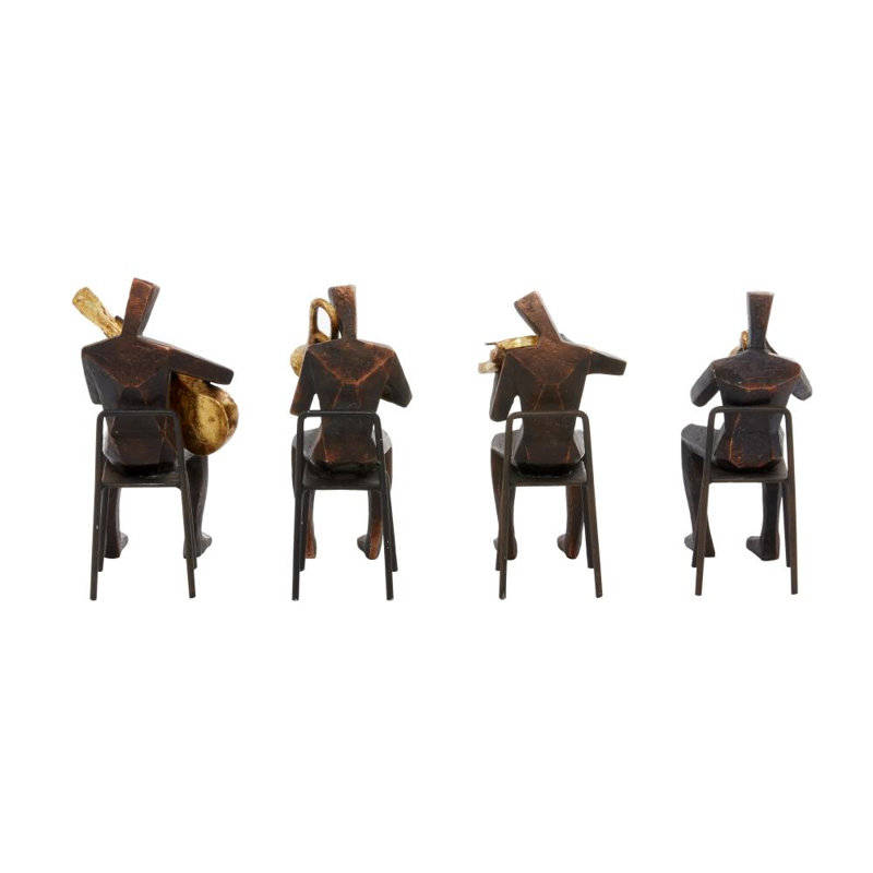 Arnegard Polystone Musician Brown Decorative Sculpture with Gold Instruments Set