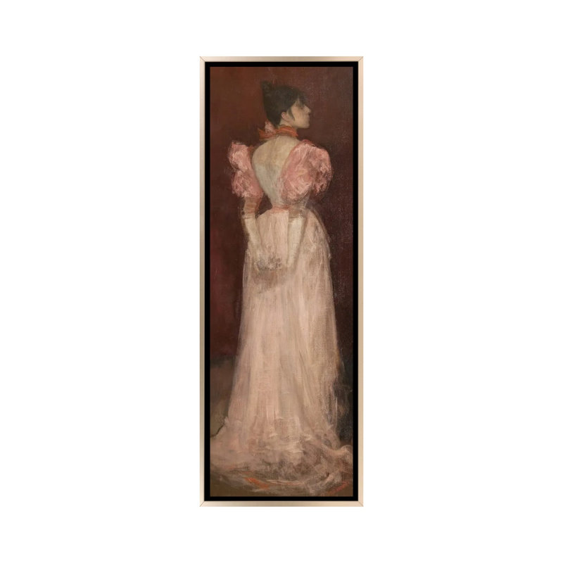 Rose et Or La Tulipe - reproduction d'art murale, 48 po x 16 po, Toile avec cadre, Champagne