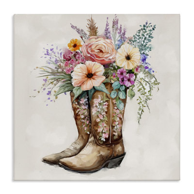Aw-179-Canvas " Country Cowboy Boots Bouquet " by Ziwei Li