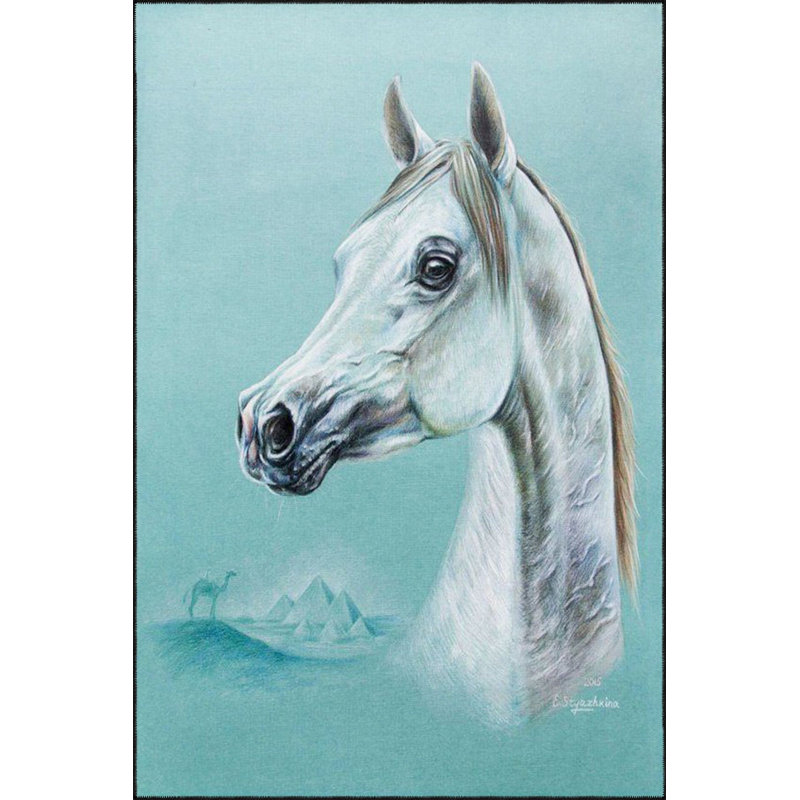 Tapis décoratif cheval dans l'eau, Sous-tapis rectangulaire de 3 pi 3 po x 4 pi 11 po