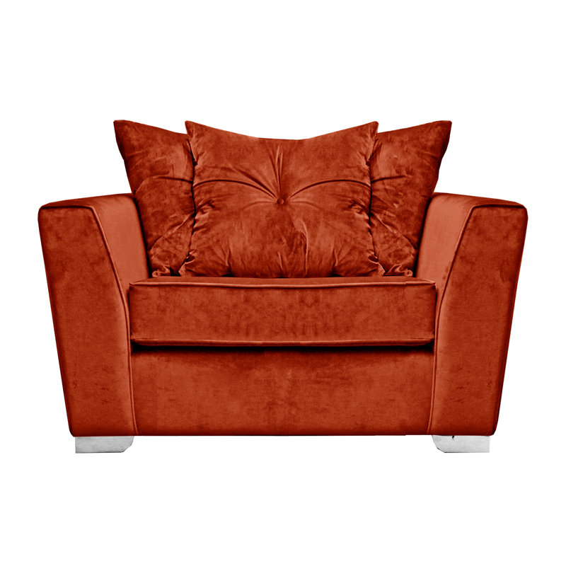 Quade 2 Seater Velvet Loveseat, Dark Orange