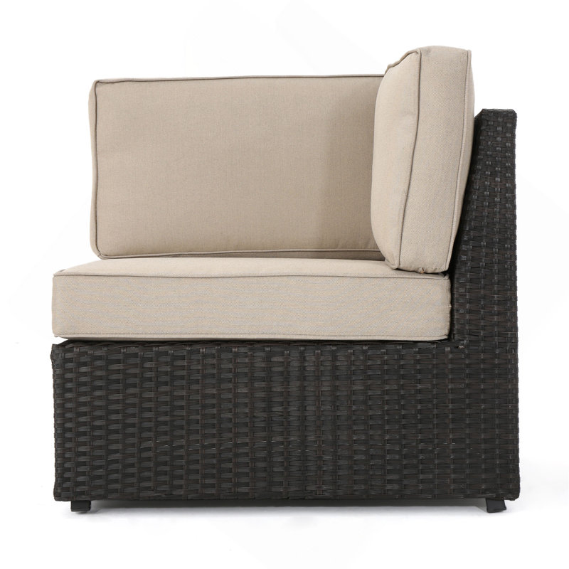 Table de coin et table Santa Cruz, Coussin beige / structure brun foncé