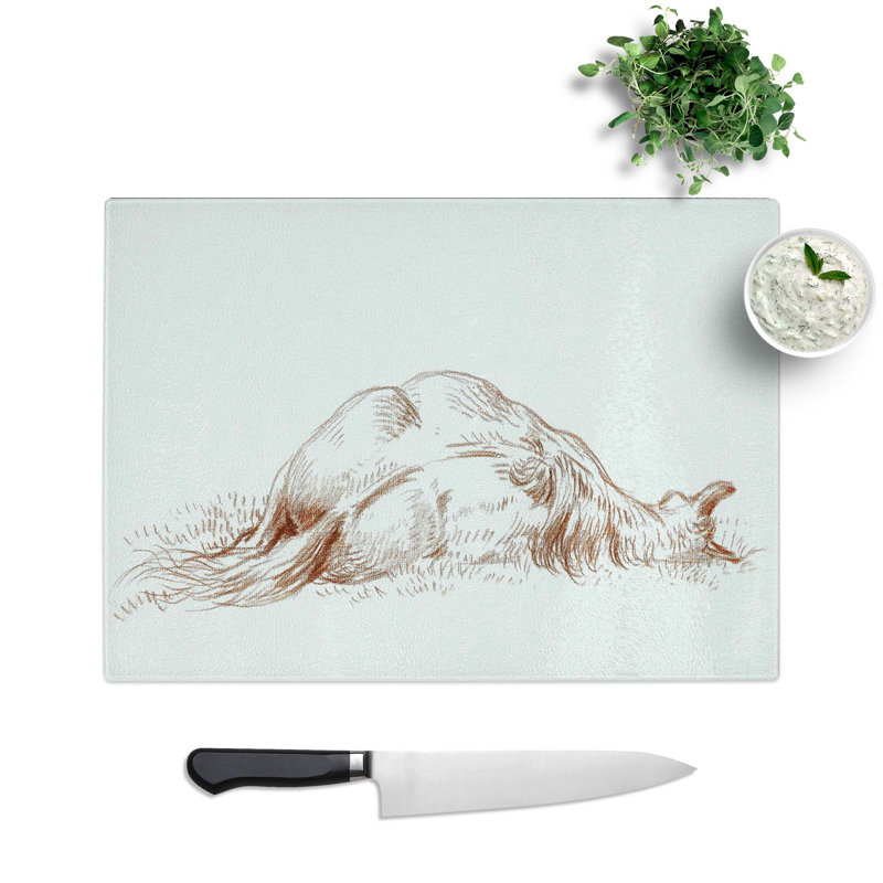 Tempered Glass Sleeping Horse by Jean Bernard Chopping Board, 28.5 cm W x 20 cm L