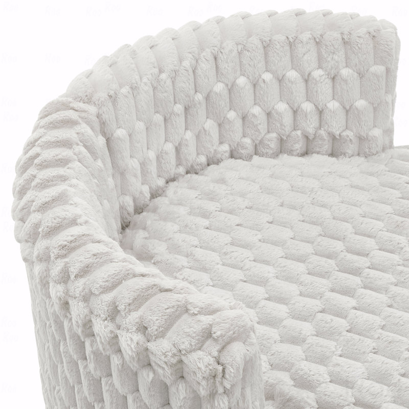 3D Upholstered Barrel Accent Basic Accent Chair With Wheels