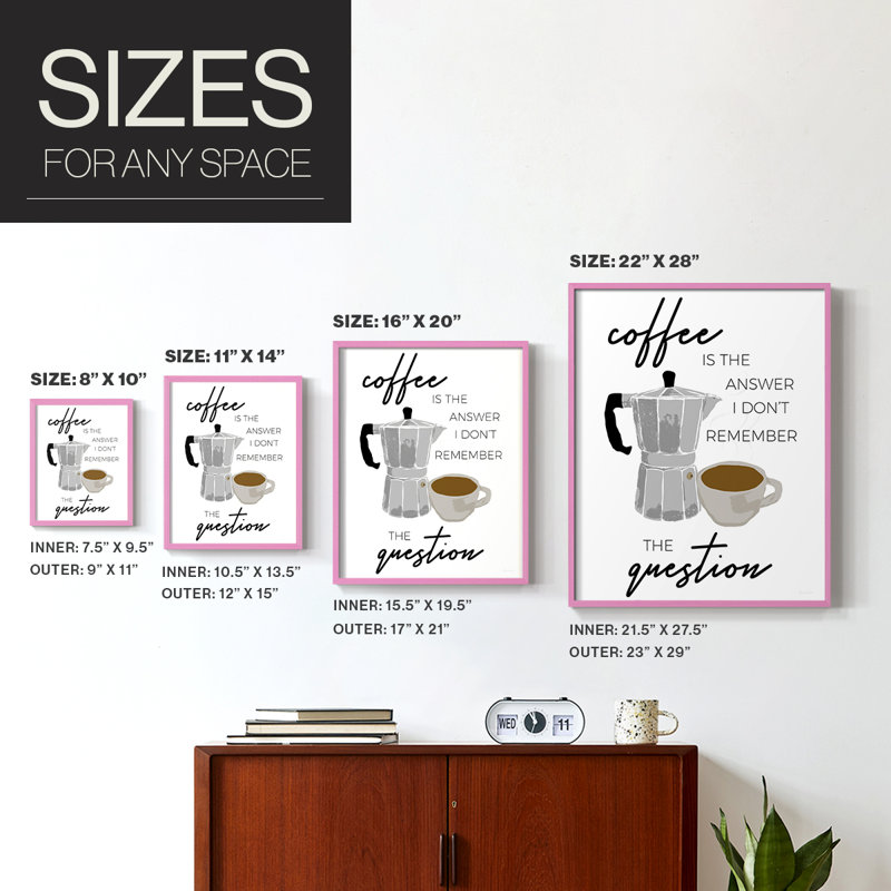 «Coffee is the Response» - Impression encadrée de qualité supérieure - Prêt à accrocher - Aucun clou requis - Aucun clou requis