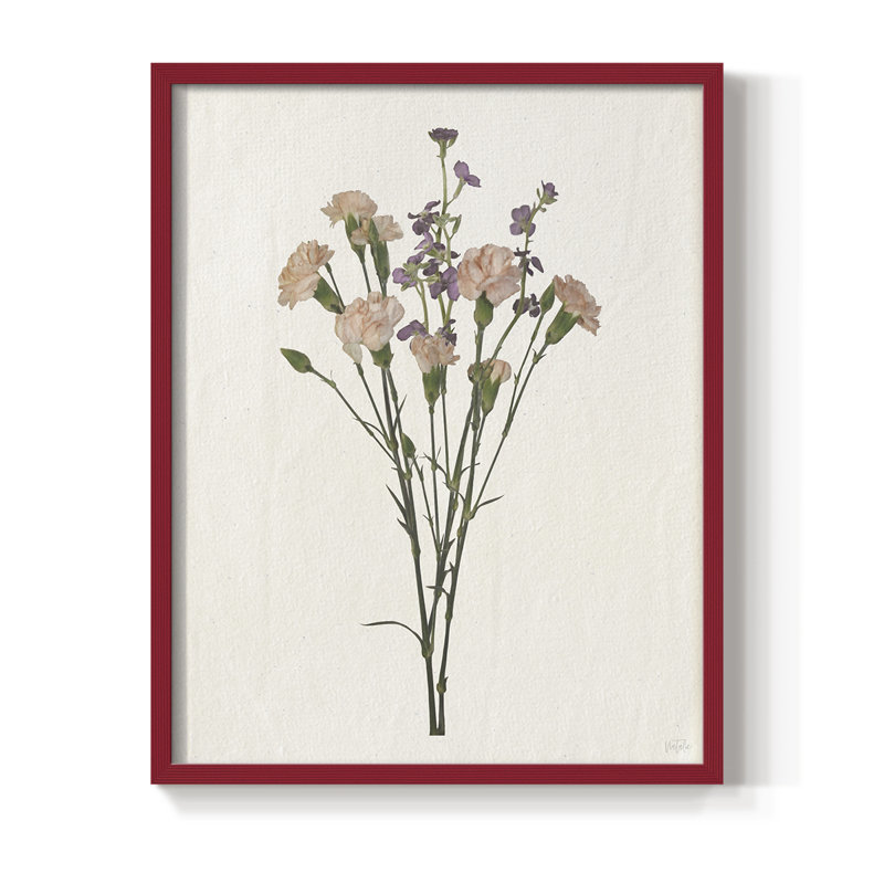 «Organic Floral I», reproduction encadrée - bois massif, H 15 po x l 12 po, Rouge