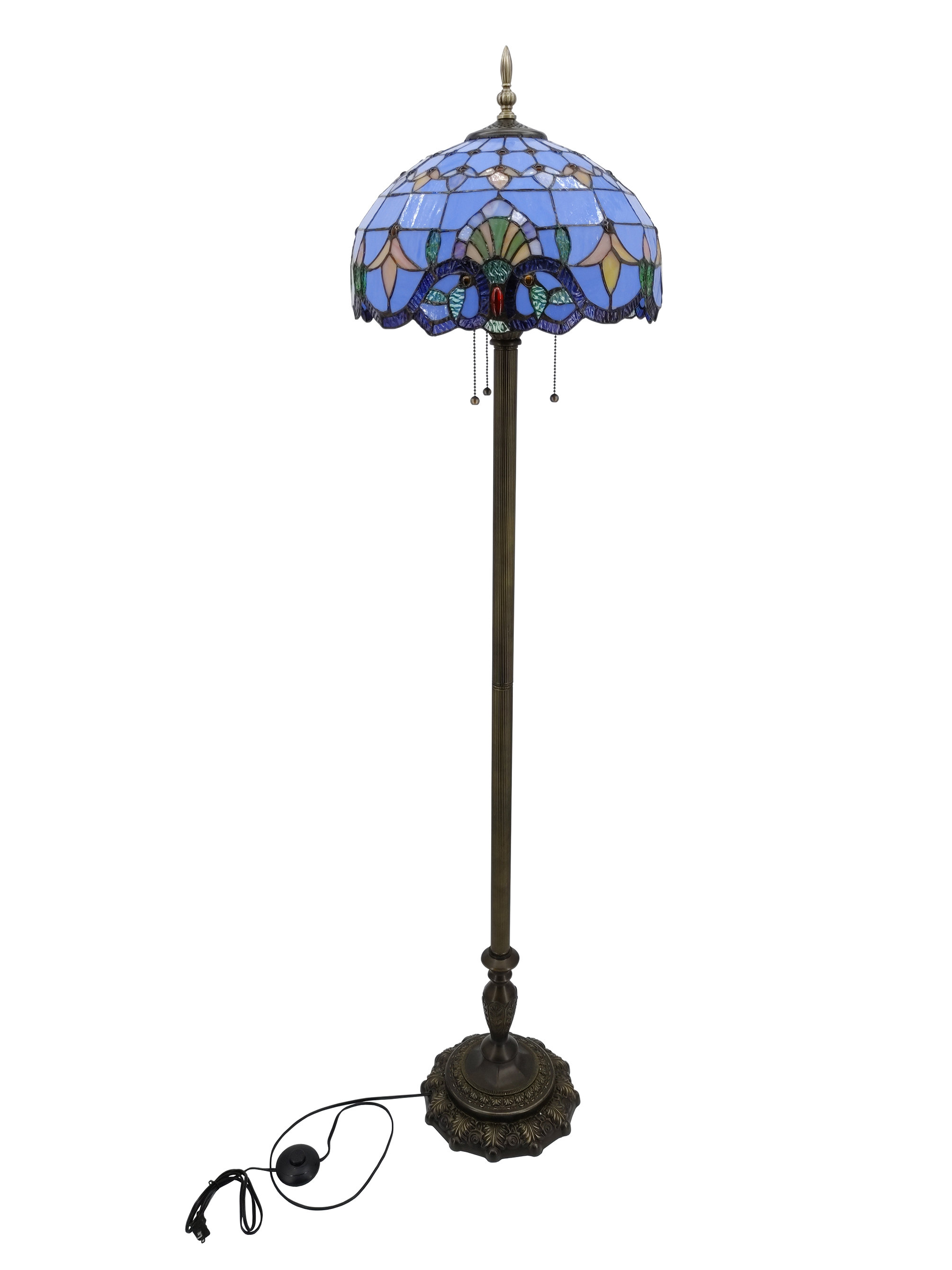 Canora Grey Tiffany Style Elegant Floor Lamp 16-Inch Shade Heavy Base Durable Shade Ornate Floral Pattern | Wayfair