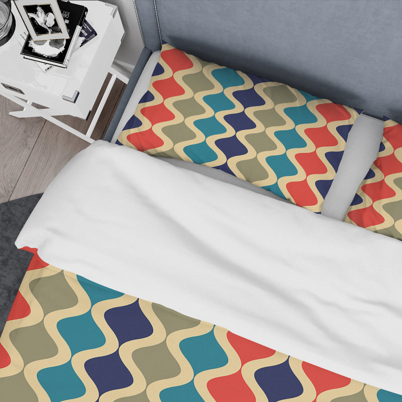 Ensemble de housse de couette mid-century , Housse simple + 1 taie décorative