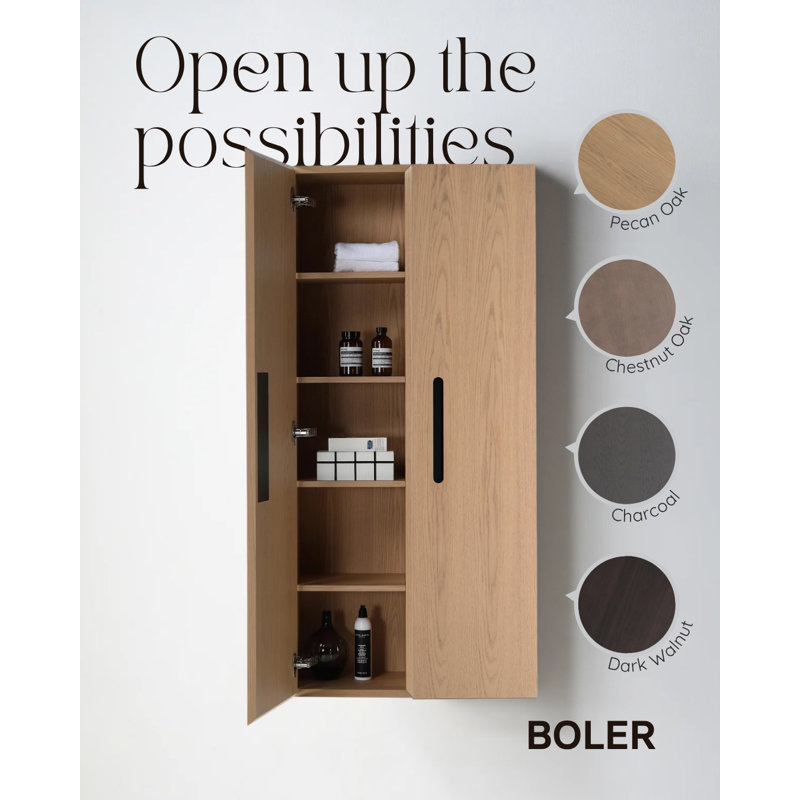 Boler 13" Wall Mounted Side Cabinet, Chestnut Oak