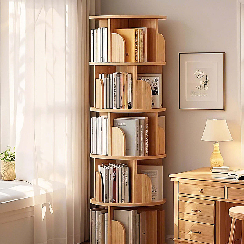 Bibliothèque rotative à 5 niveaux, 360 °, Bois