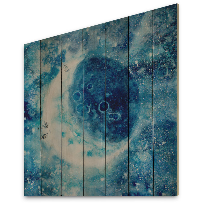 Illustration de la lune bleue - Peinture sur bois sans cadre, H 16 po x l 16 po x P 1 po