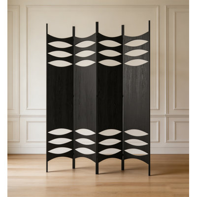 Mid-Century Solid Wood Irregular Foldable Bedroom Screen