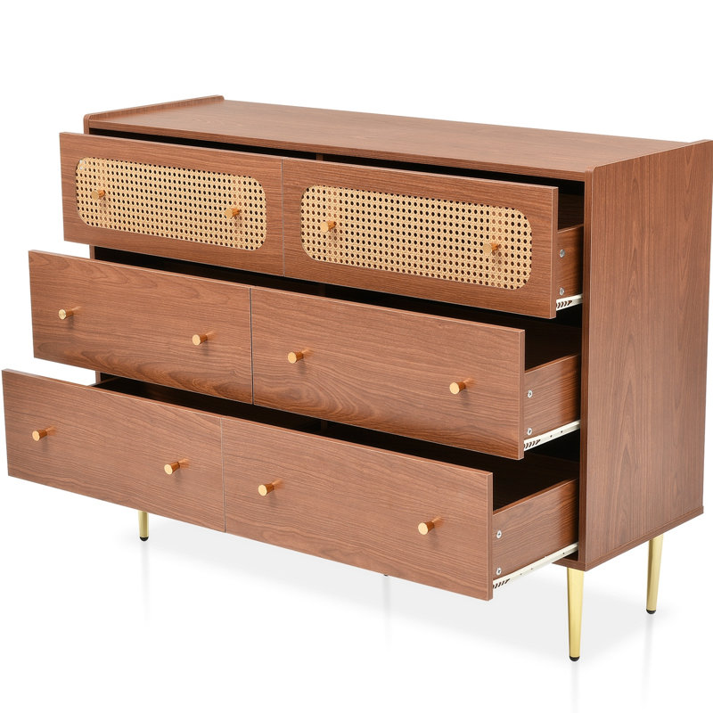 Buffet en bois massif 15,73 po Despain avec tiroirs en rotin
