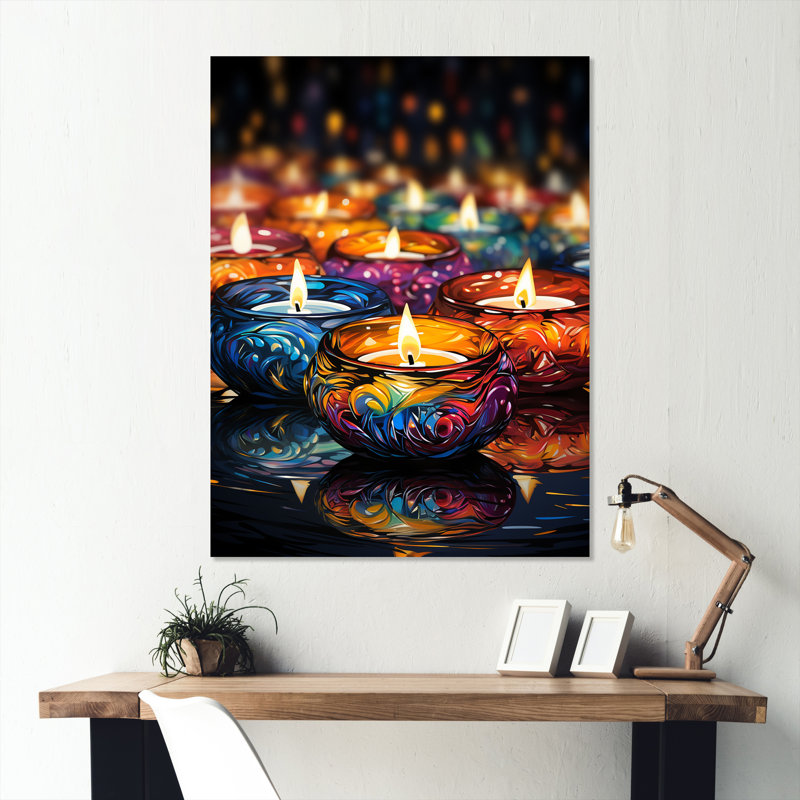 Indian Art Diwali Lights 1 - Art mural indien en métal, H 20 po x l 12 po x P 1 po