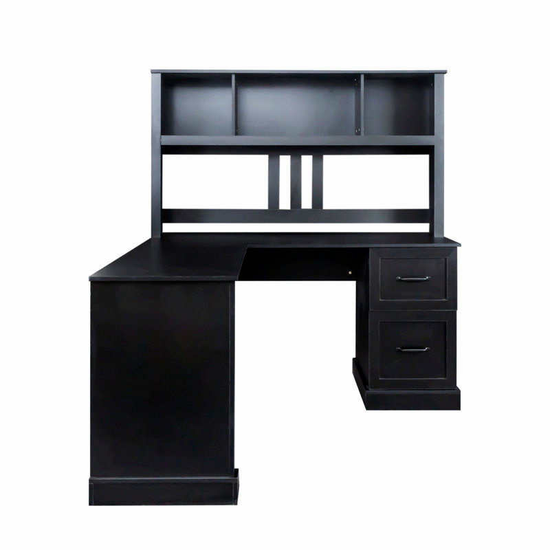 Bureau d'écriture, bureau à domicile, bureau d'ordinateur avec huche, Noir