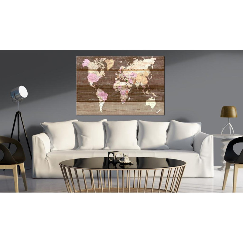 Hobie, le monde en bois sur toile, H 16 po x l 24 po x P 0,7 po