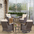 Chaise de patio simple et chaise pivotante avec coussins (ensemble de 6)