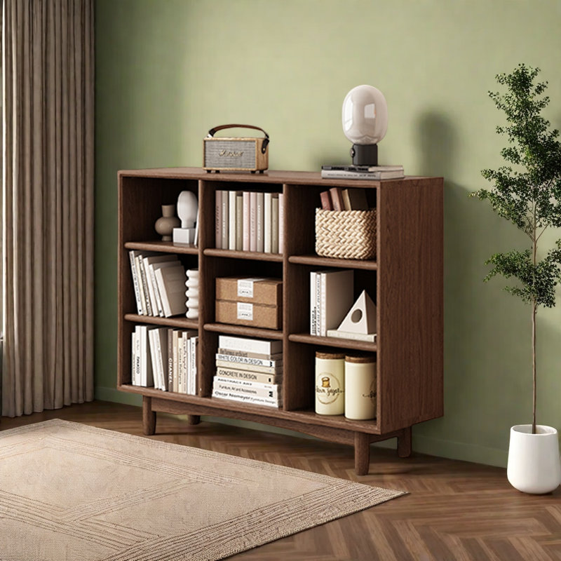 Bibliothèque de rangement domestique, H 35 po x l 39,3 po x P 12,2 po, Marron foncé