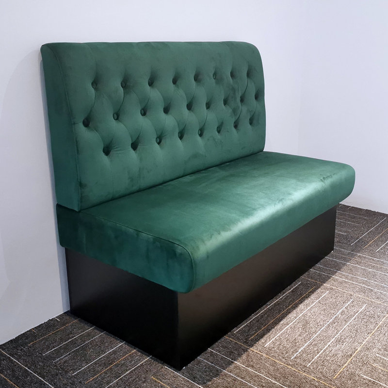 Banc rembourré en velours, Vert