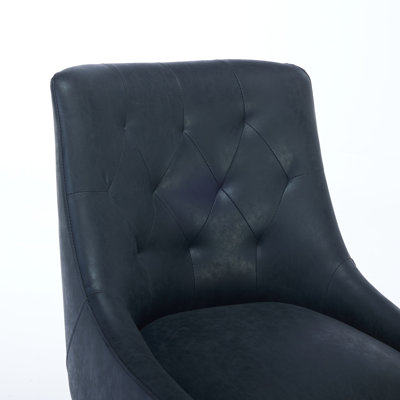 Upholstered Dining Chair, Diamond Tufted Faux Leather Accent Chair with Gold Metal Legs for Dining Room Kitchen