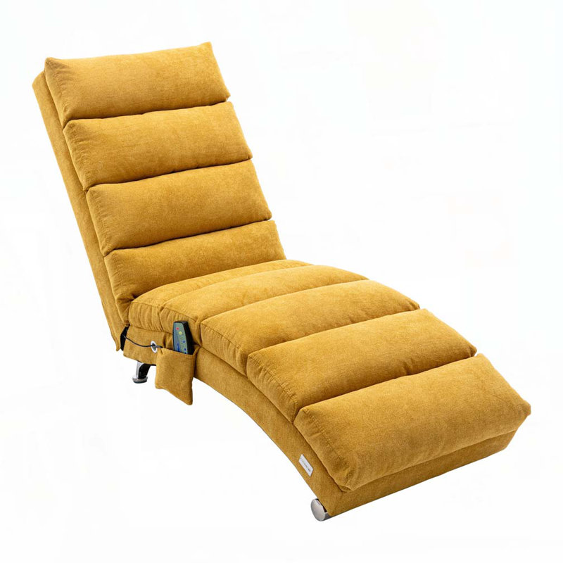 Chaise longue rembourrée Laquasia, Lin moutarde