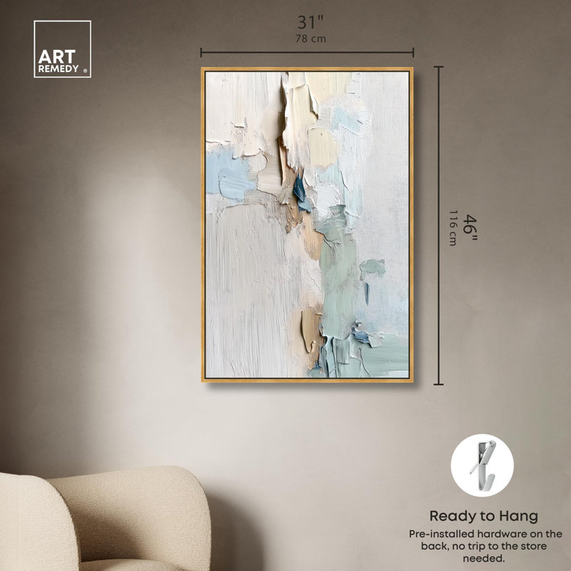 Impression numérique sur toile, "Impasto" par Art Remedy, H 46 po x l 31 po, Cadre flottant doré