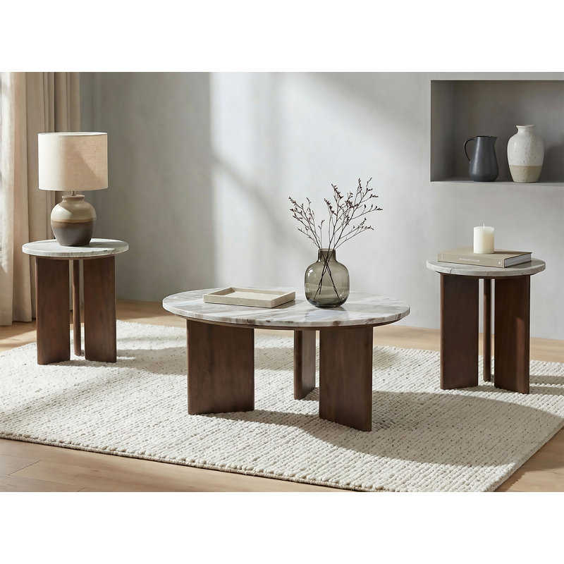 Ensemble de tables basses 3 pièces Harhay, 3 pièces: table basse, 2 tables de bout