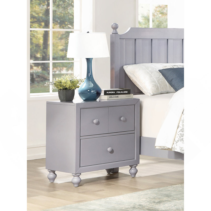 Table de chevet transitionnelle à finition grise 1pc