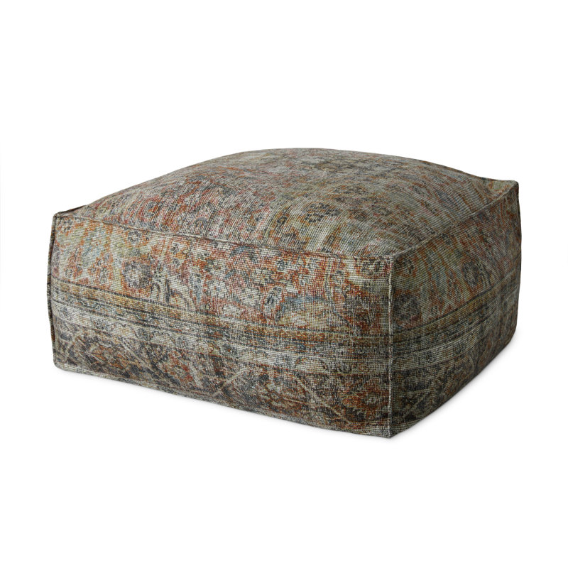 Cris Multicolor Cotton and Polyester Square Pouf