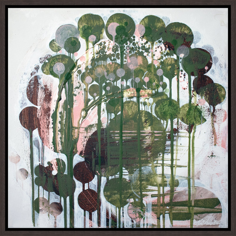 «Evergreen» par Alexander Nikanpour - peinture sur toile à cadre flottant, H 31,75 po x l 31,75 po, Image au gel brossé