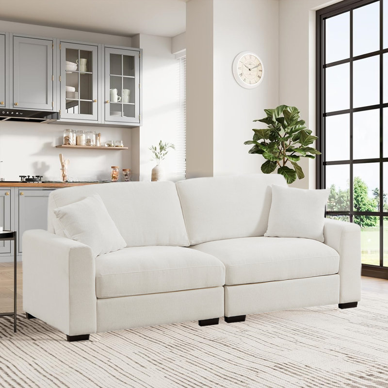Ahaana Upholstered 91'' Sofa, White Polyester Blend