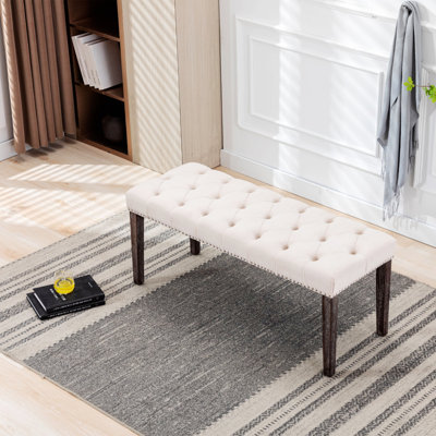Upholstered Tufted Bench Ottoman, Dining Bench, Bedroom Accent Bench For Home