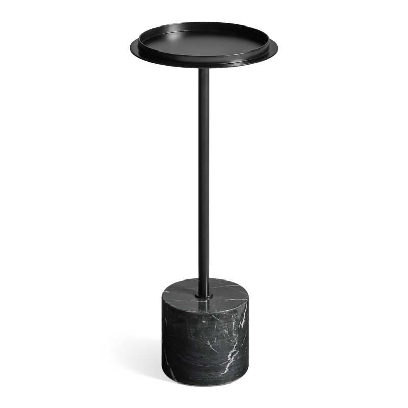 Chit Chat Marble Pedestal End Table, Putty, Cherry